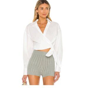 VINCE Slim Fitted Wrap Shirt White Size Small